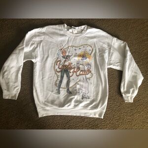 Barbie Medium White Crewneck Sweatshirt Pullover Yee Haw Junk Food Tees Retro